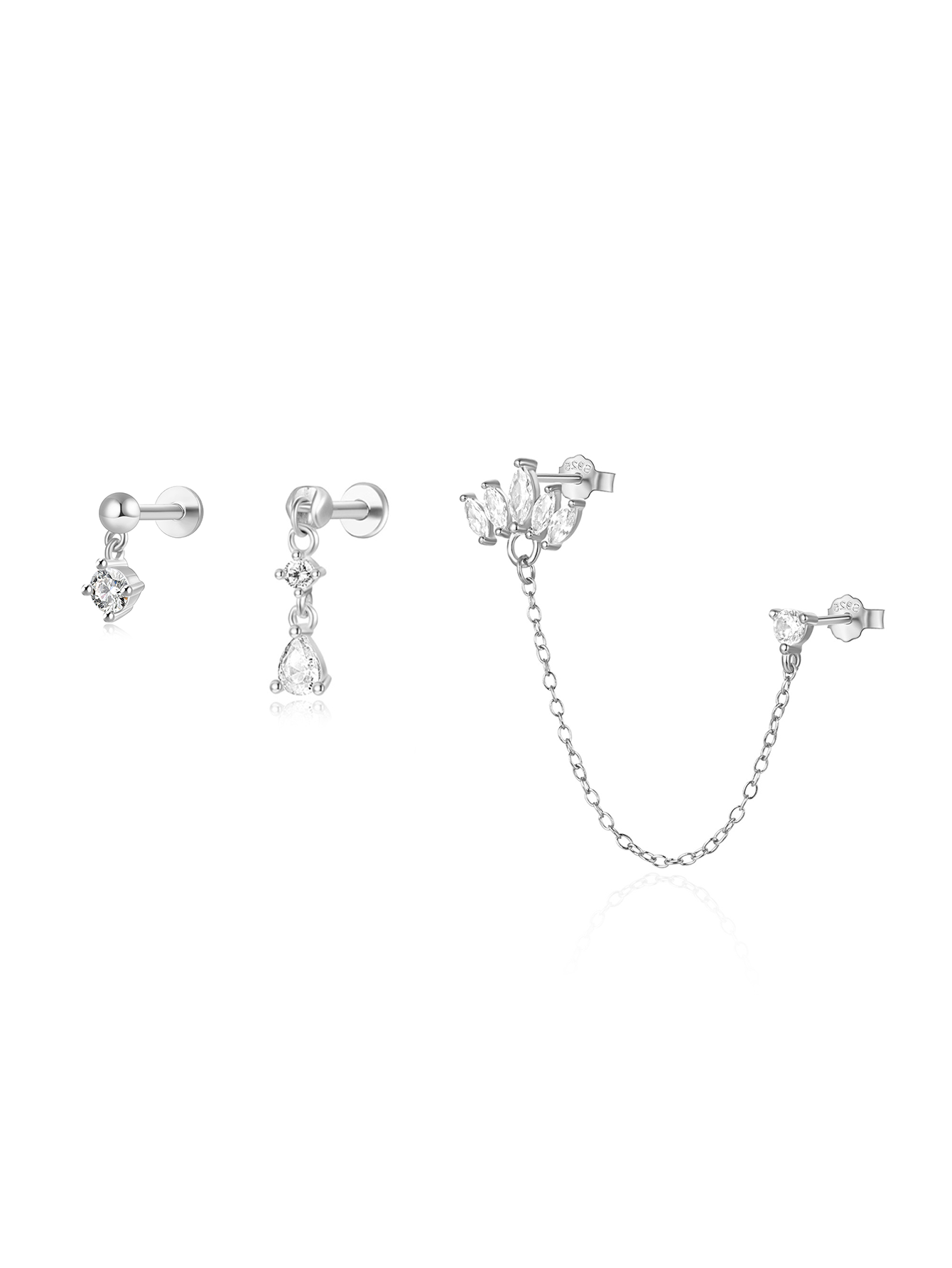 S925 Sparkling Zirconia Tassel Pendant Earring Set-Olarajewelry