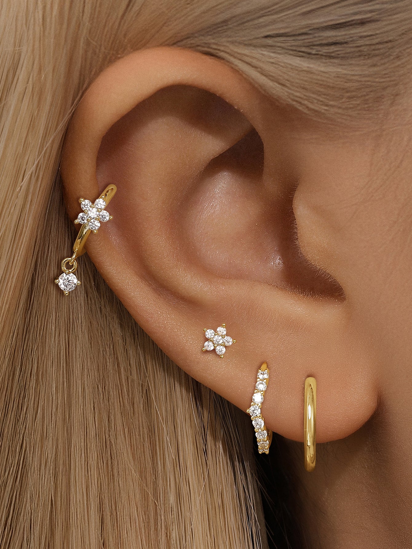 S925 Flower Zirconia Earrings Set-Olarajewelry