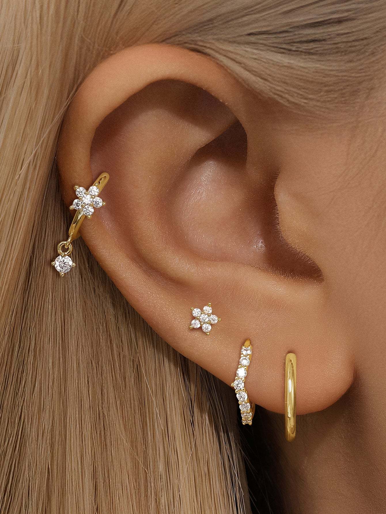 S925 Flower Zirconia Earrings Set-Olarajewelry