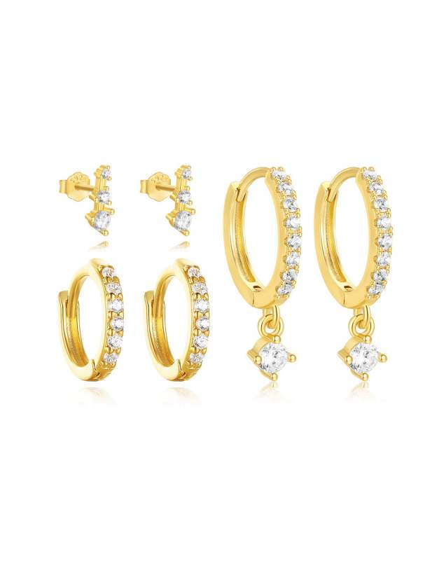 Simple Square Zirconia Pendant 3-Piece Earrings-Olarajewelry