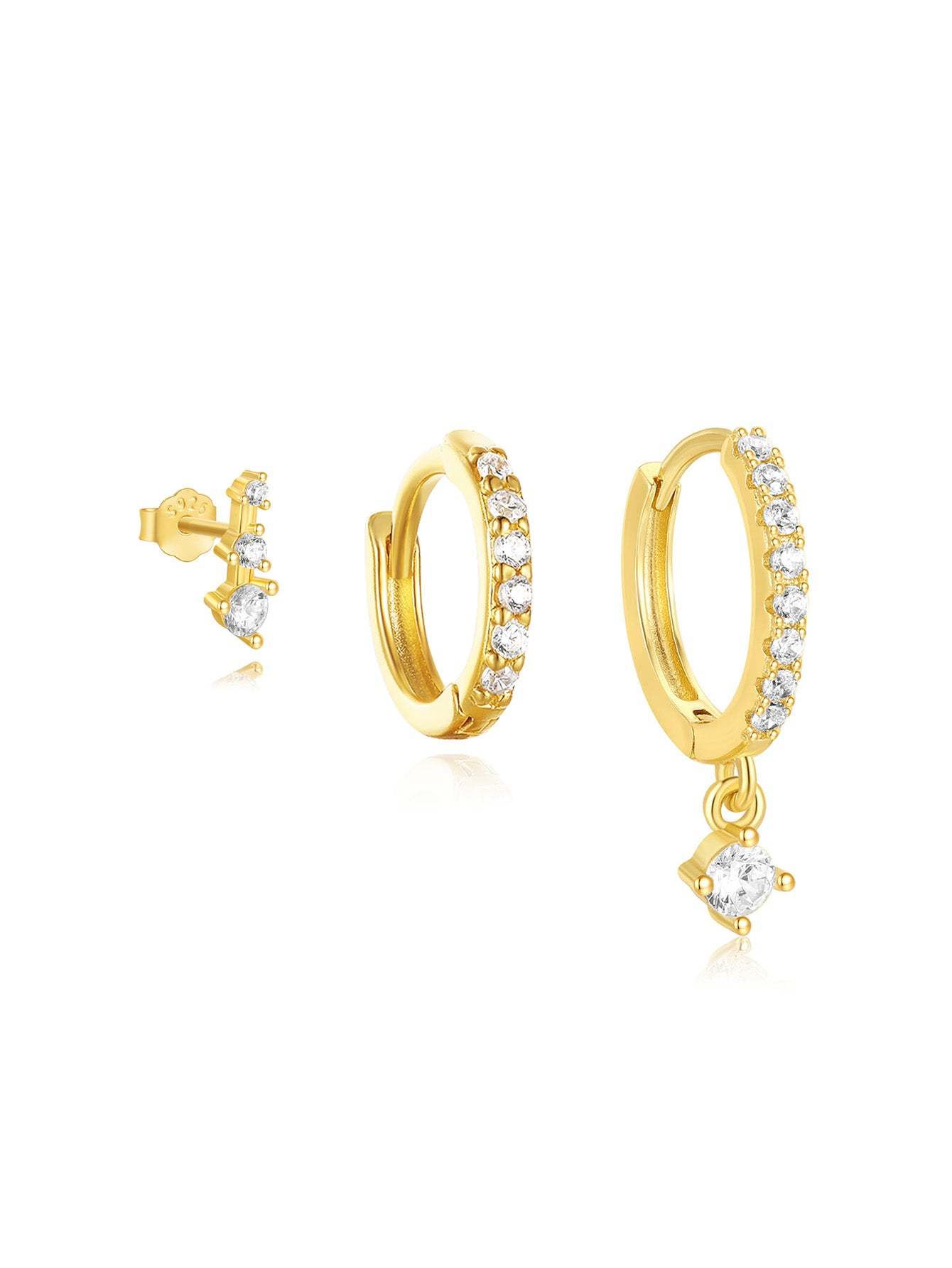 Simple Square Zirconia Pendant 3-Piece Earrings-Olarajewelry