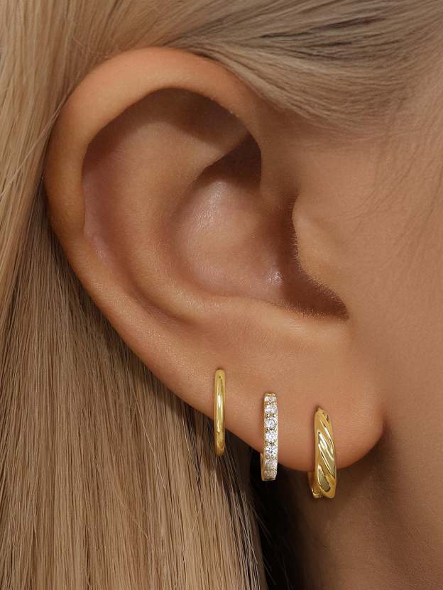 Olara Zircon Hoops Simple Earring Set-Olarajewelry