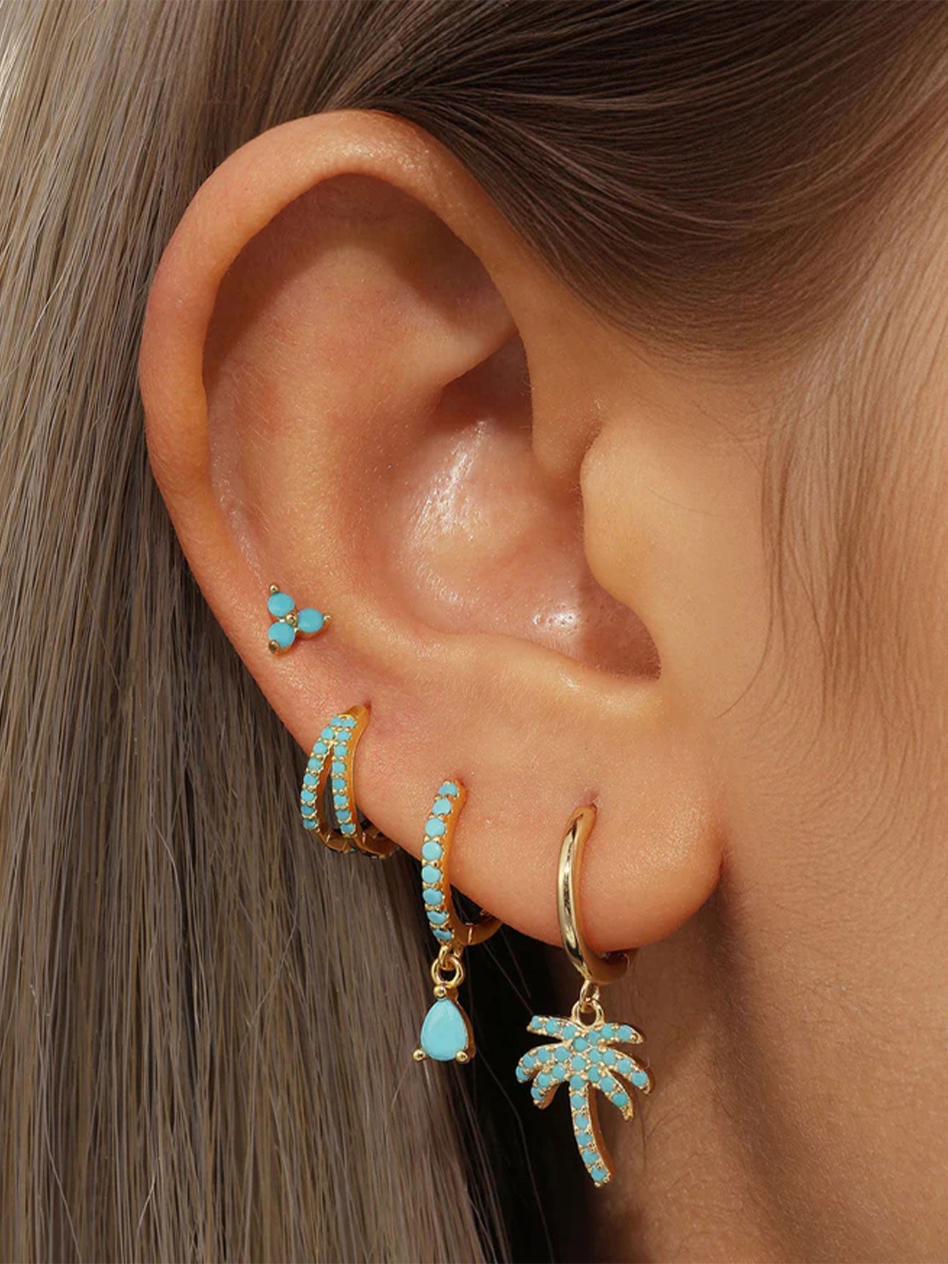 S925 Fashion Turquoise Earring Set-Olarajewelry