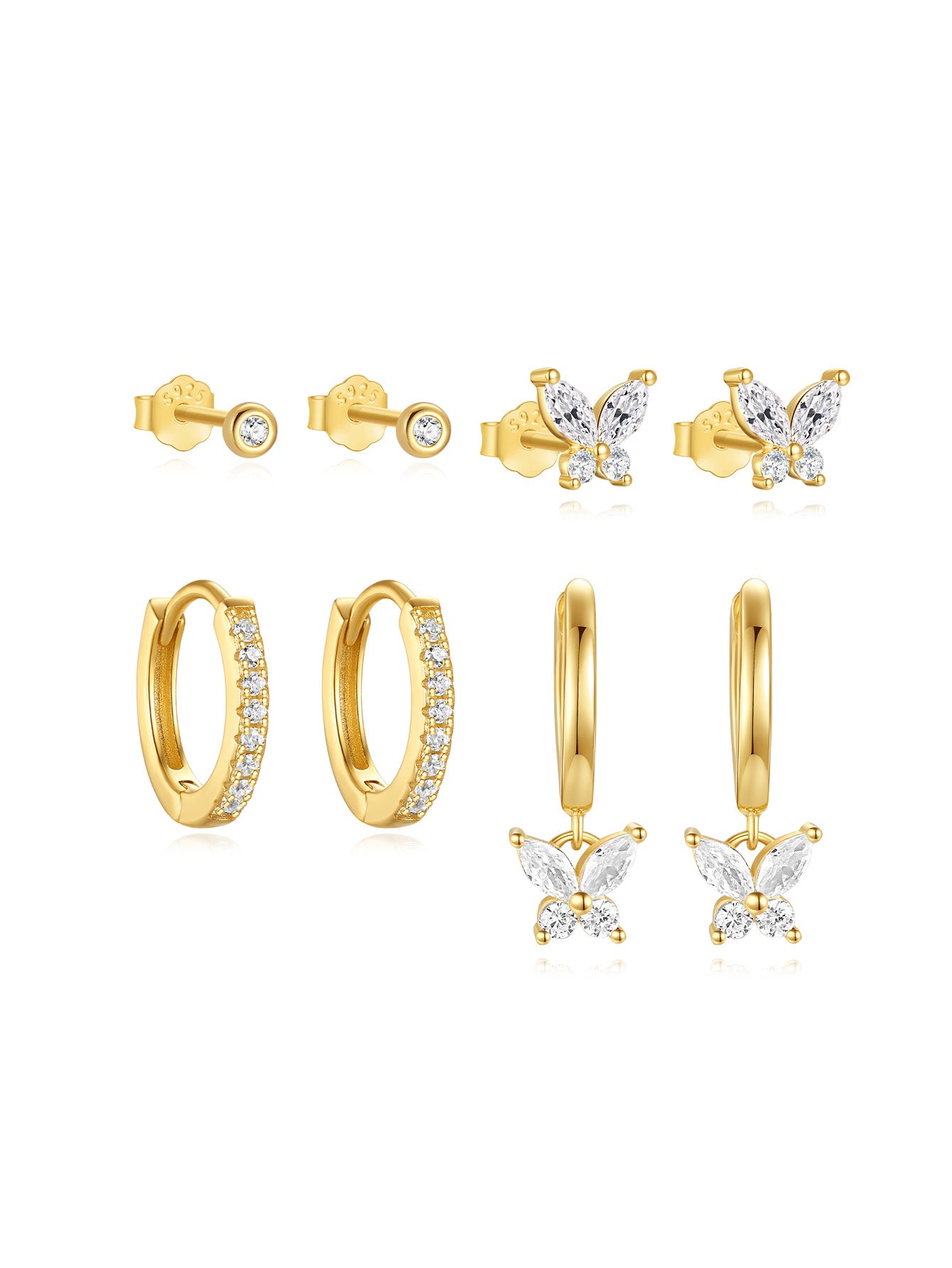 S925 Fashion Butterfly Tassel Earring Set-Olarajewelry