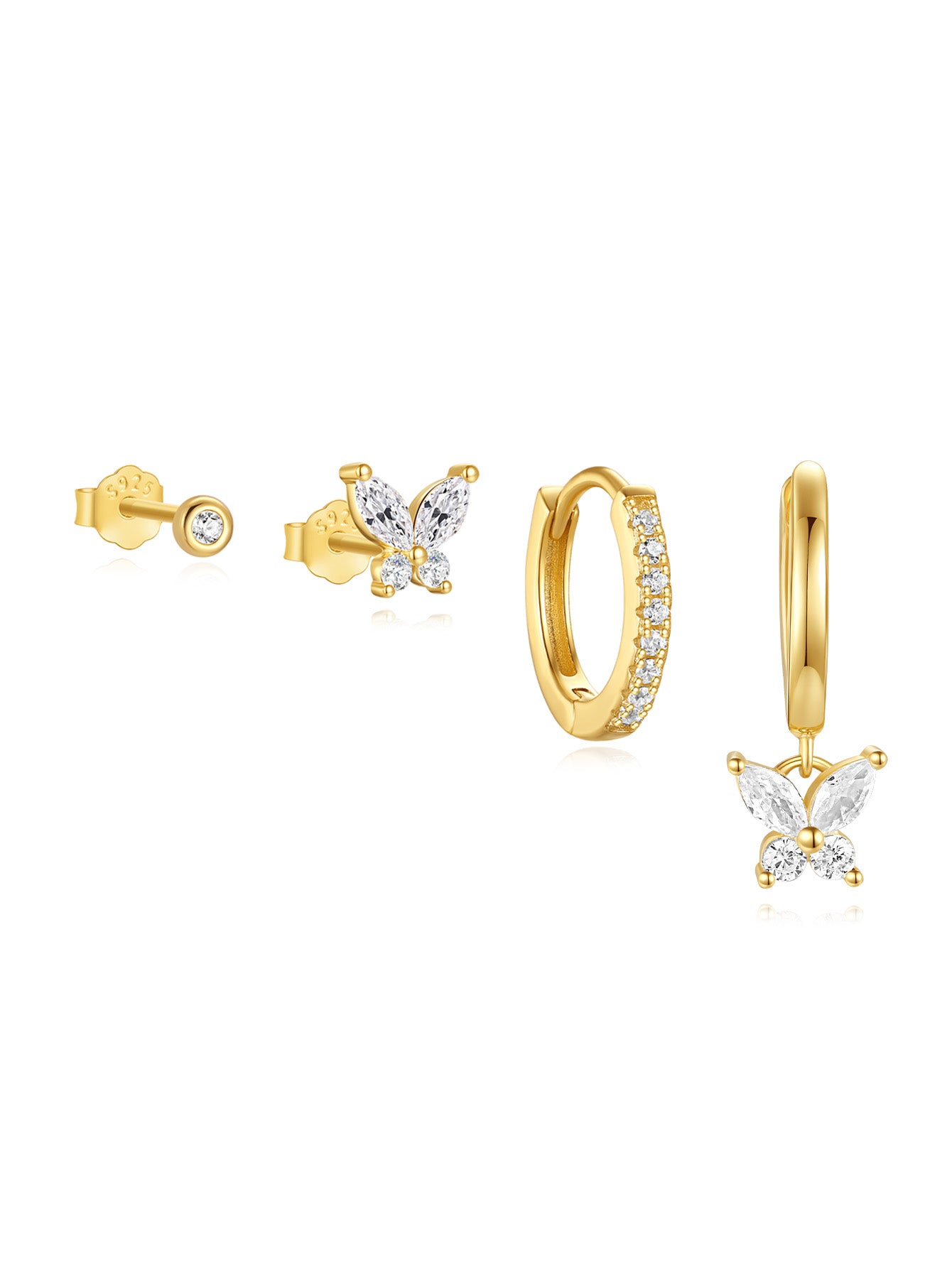 S925 Fashion Butterfly Tassel Earring Set-Olarajewelry