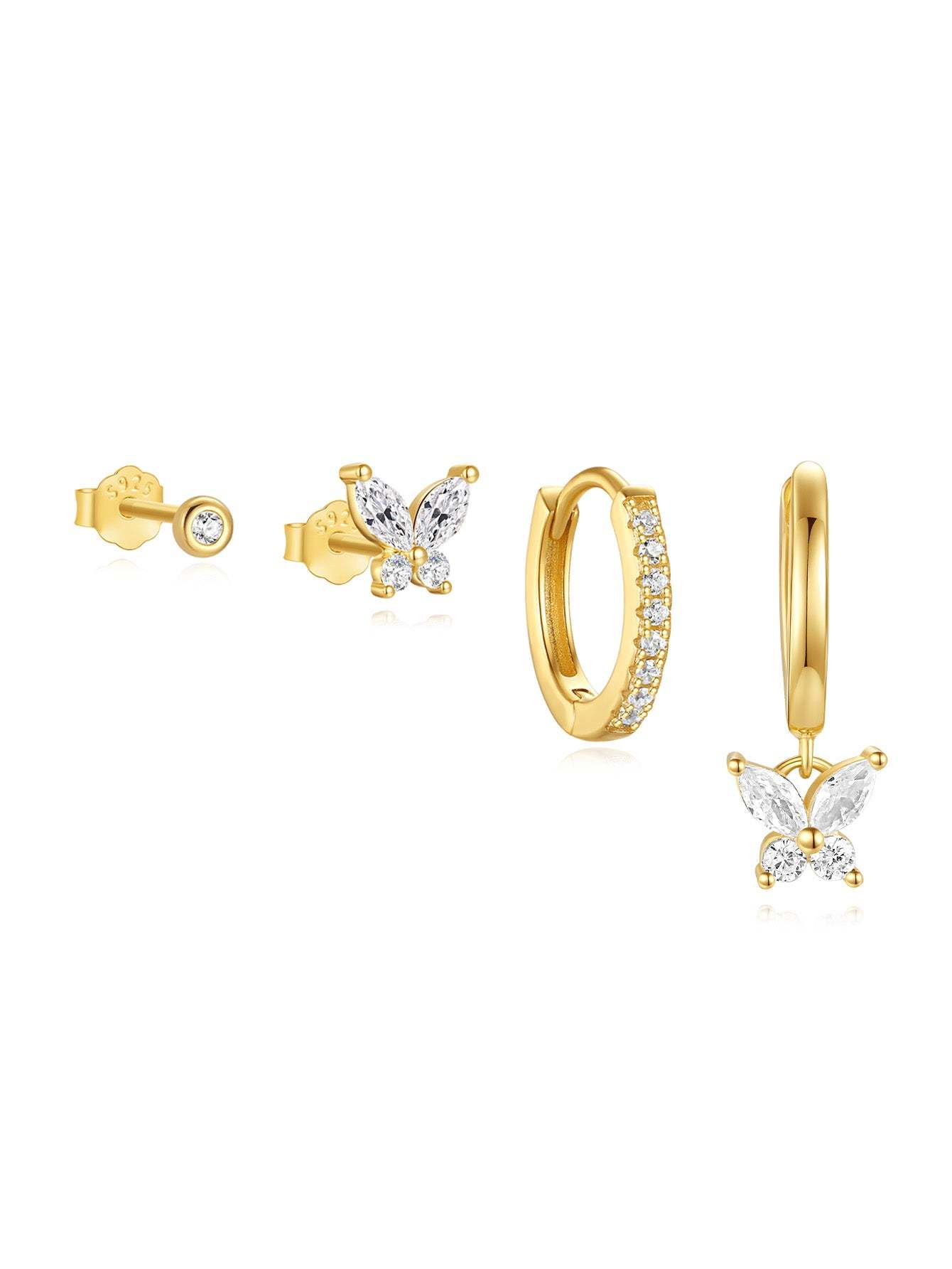 S925 Fashion Butterfly Tassel Earrings Set-Olarajewelry