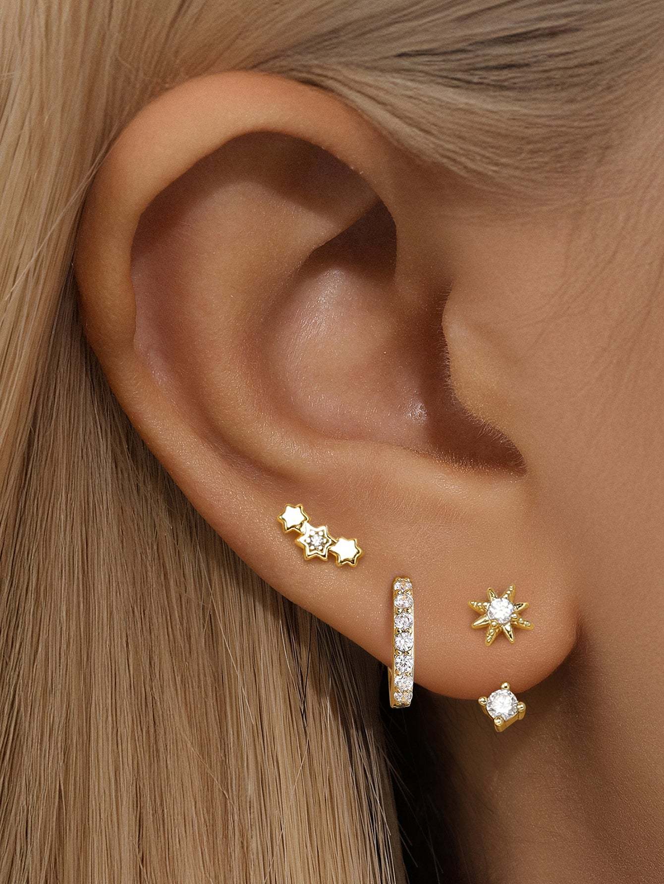Olara Versatile Simple Star Earring Set-Olarajewelry