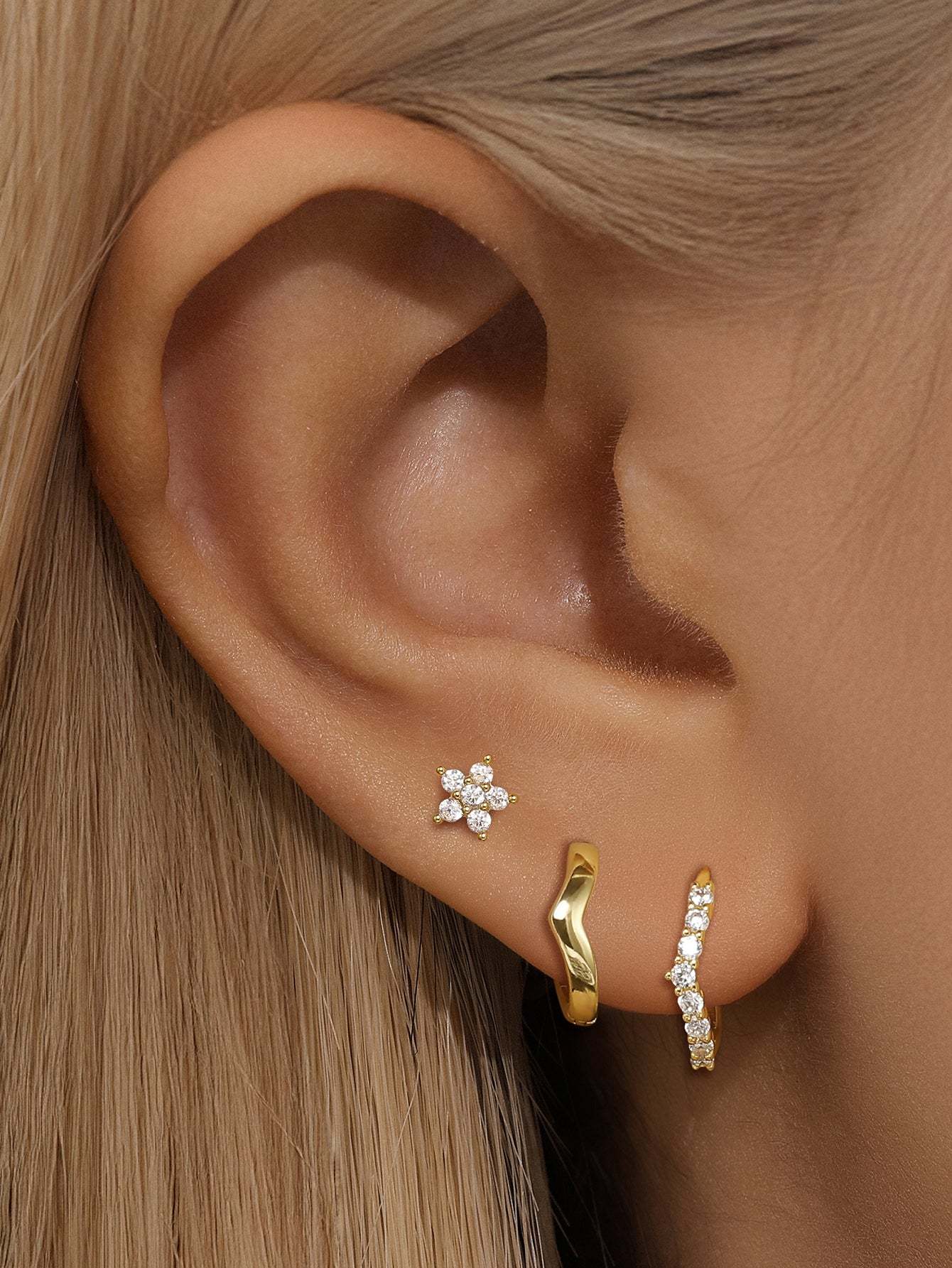 Olara Flower Zircon Hoop Earrings-Olarajewelry