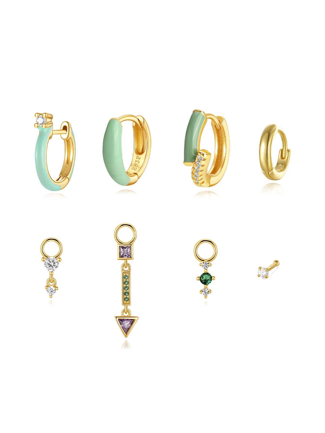 Green Oil Drop S925 Earrings Set-Olarajewelry