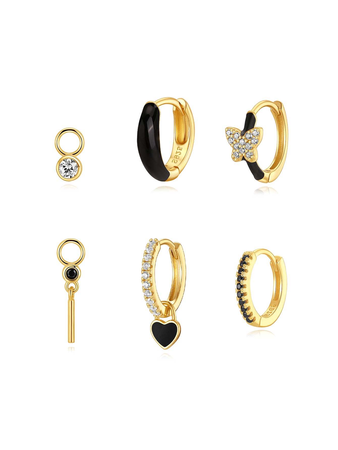 Black Oil Drop S925 Earring Set-Olarajewelry