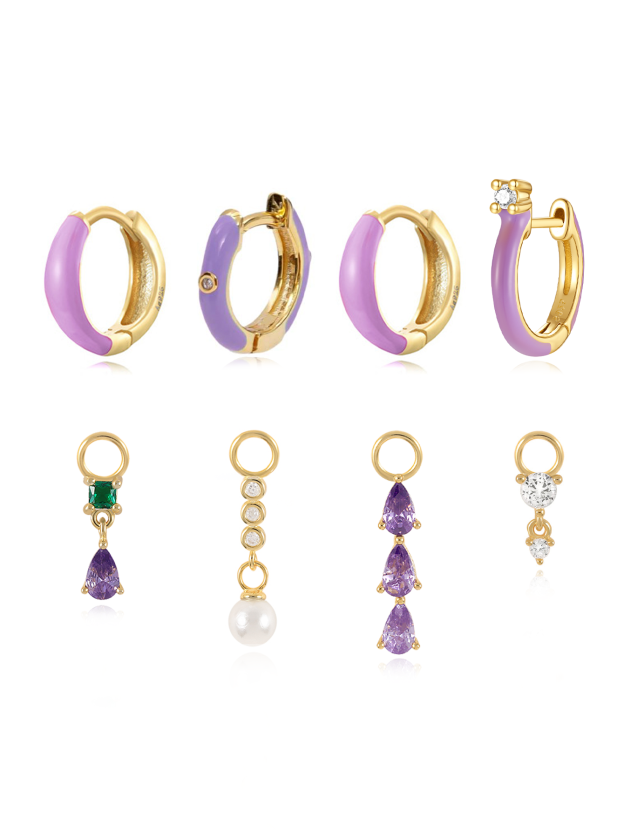 Luxe Purple Oil Drop S925 Earring Set-Olarajewelry