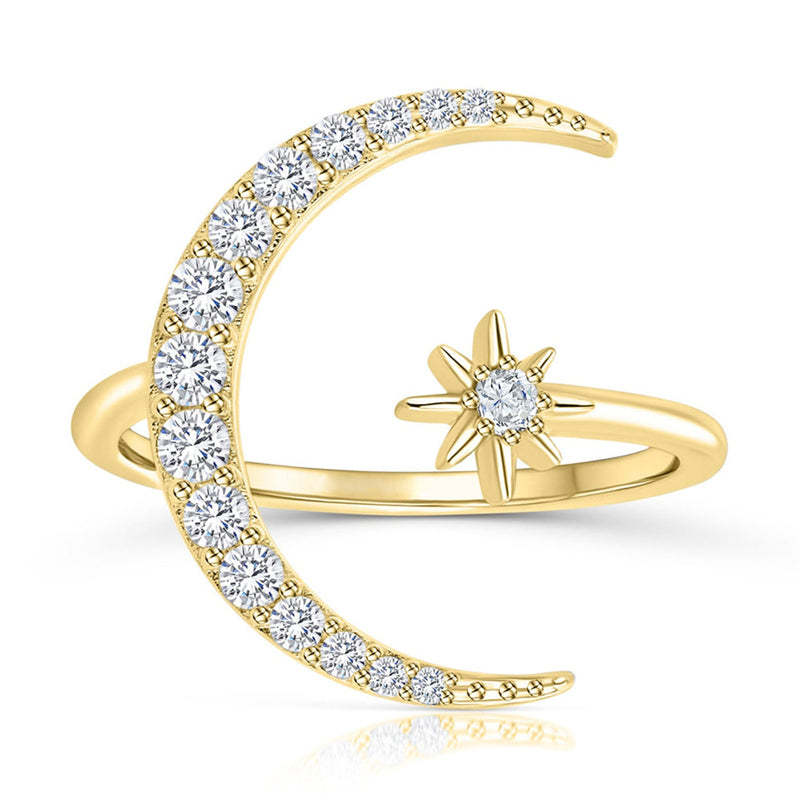 Olara star and moon zircon ring-Olarajewelry