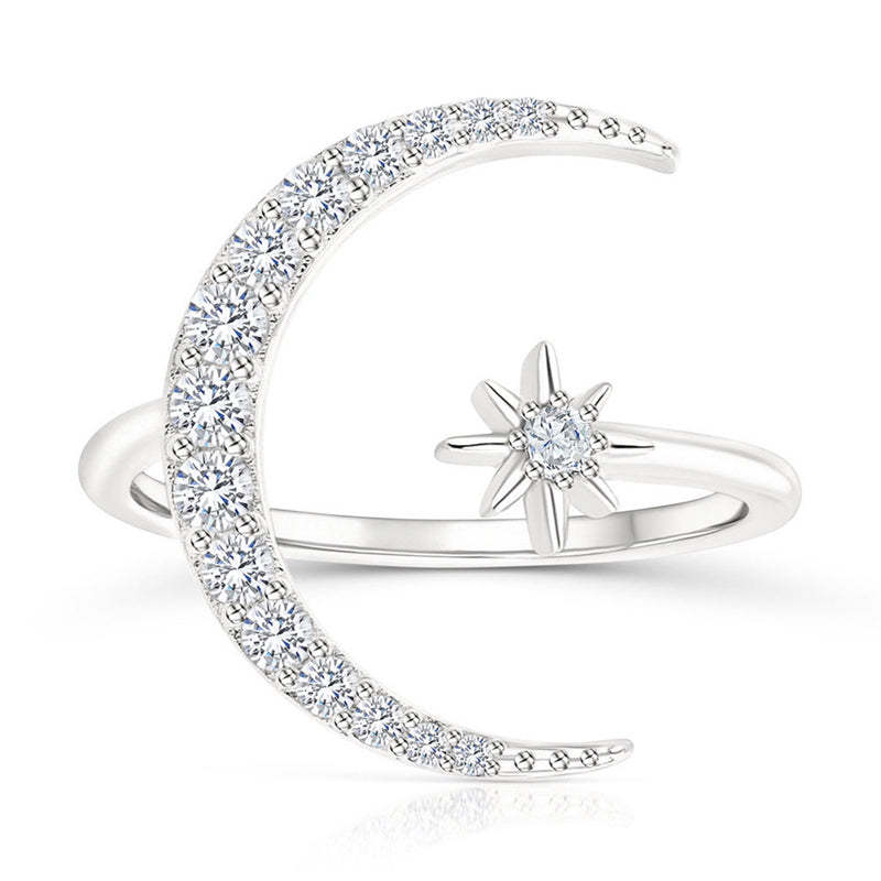 Olara star and moon zircon ring-Olarajewelry