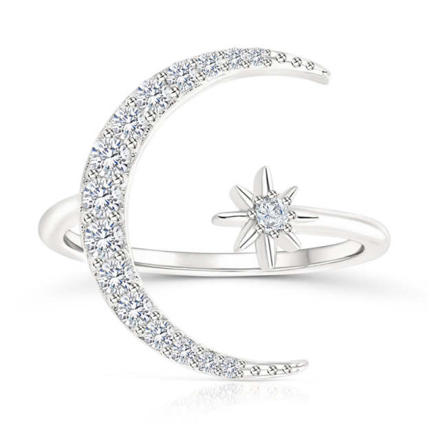 Olara star and moon zircon ring-Olarajewelry