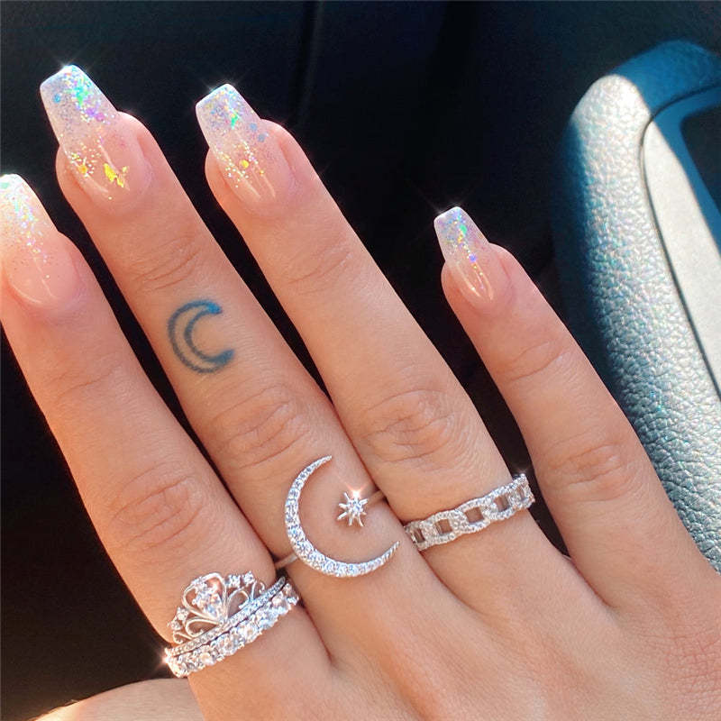 Olara star and moon zircon ring-Olarajewelry