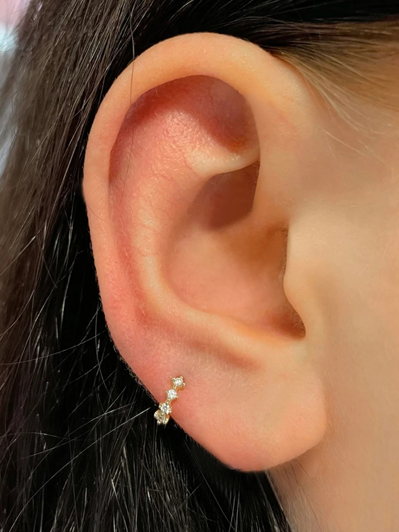 S925 Simple Zircon Hoop Earring 6MM-Olarajewelry