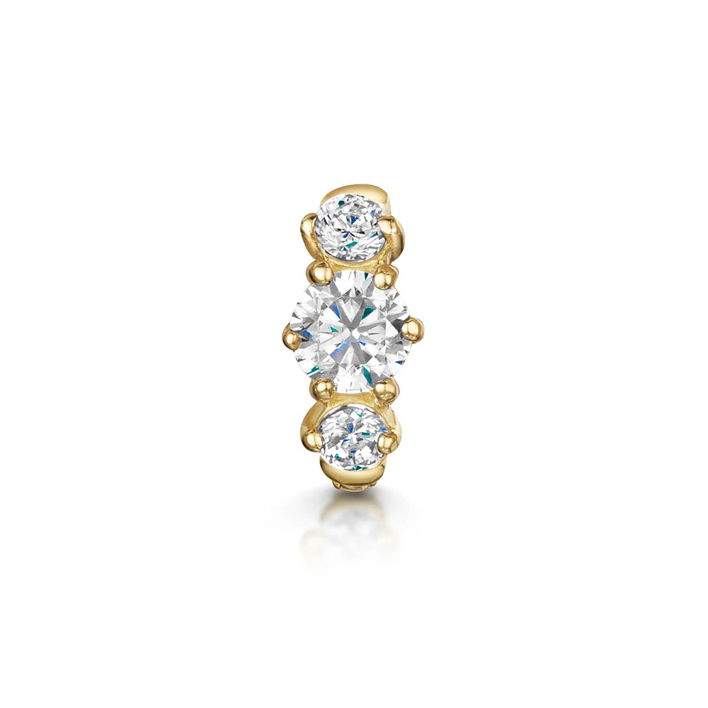 S925 Trio Round Zircon Hoop Earring  6MM-Olarajewelry