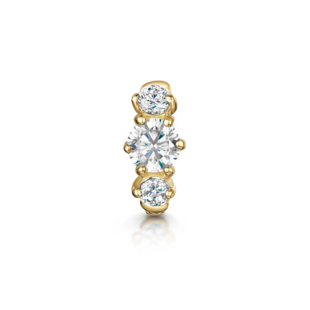 S925 Trio Round Zircon Hoop Earring  6MM-Olarajewelry