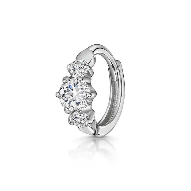 S925 Trio Round Zircon Hoop Earring  6MM-Olarajewelry