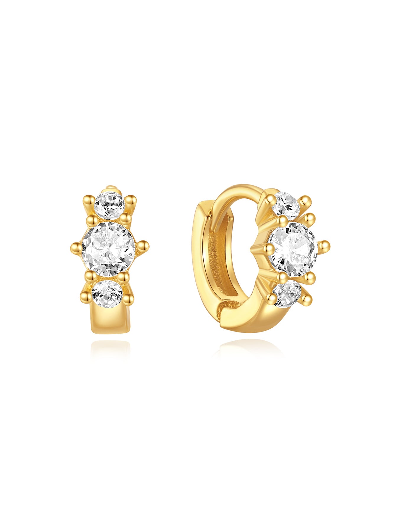 S925 Trio Round Zircon Hoop Earring  6MM-Olarajewelry
