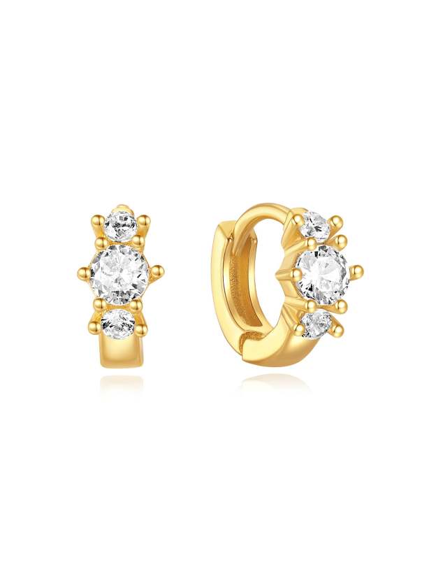 S925 Trio Round Zircon Hoop Earring  6MM-Olarajewelry