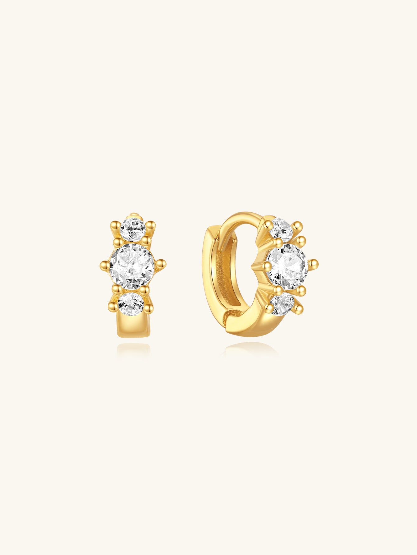 S925 Trio Round Zircon Hoop Earring  6MM-Olarajewelry