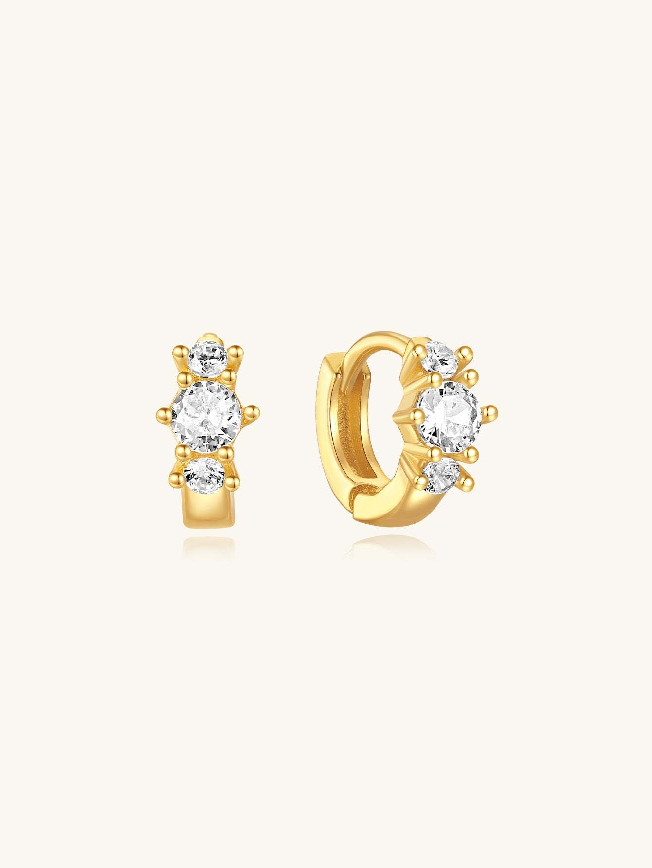 S925 Trio Round Zircon Hoop Earring  6MM-Olarajewelry