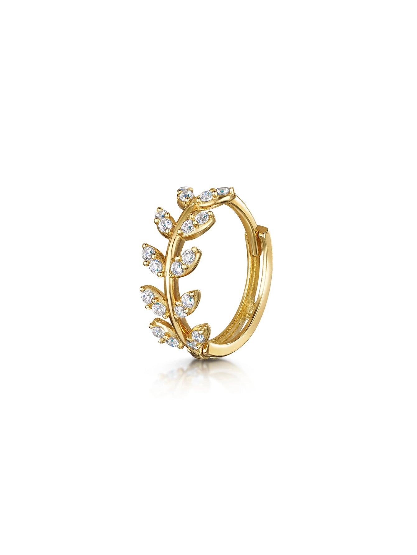 S925 Leaf Zircon Cartilage Lobe-Olarajewelry