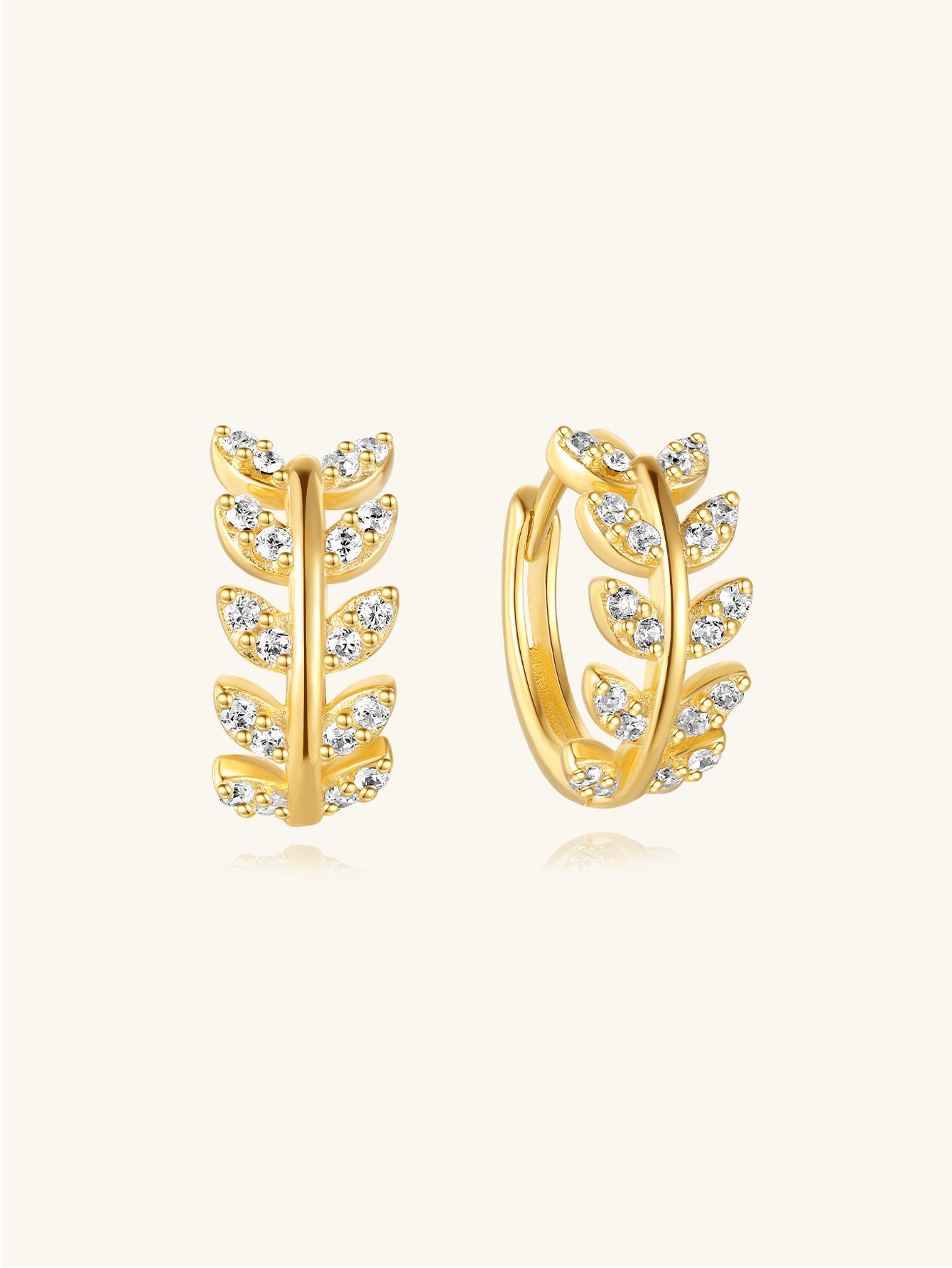 S925 Leaf Zircon Cartilage Lobe-Olarajewelry