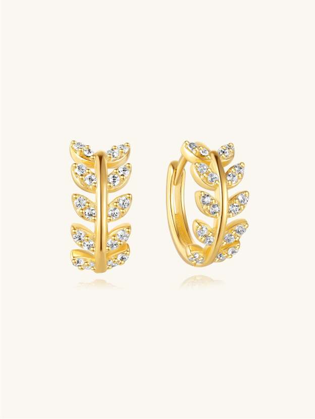 S925 Leaf Zircon Cartilage Lobe-Olarajewelry