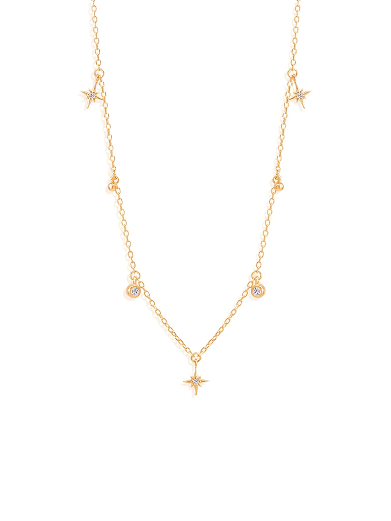 Olara S925 Geometric Zircon Stationed Pendant Choker Necklace-Olarajewelry