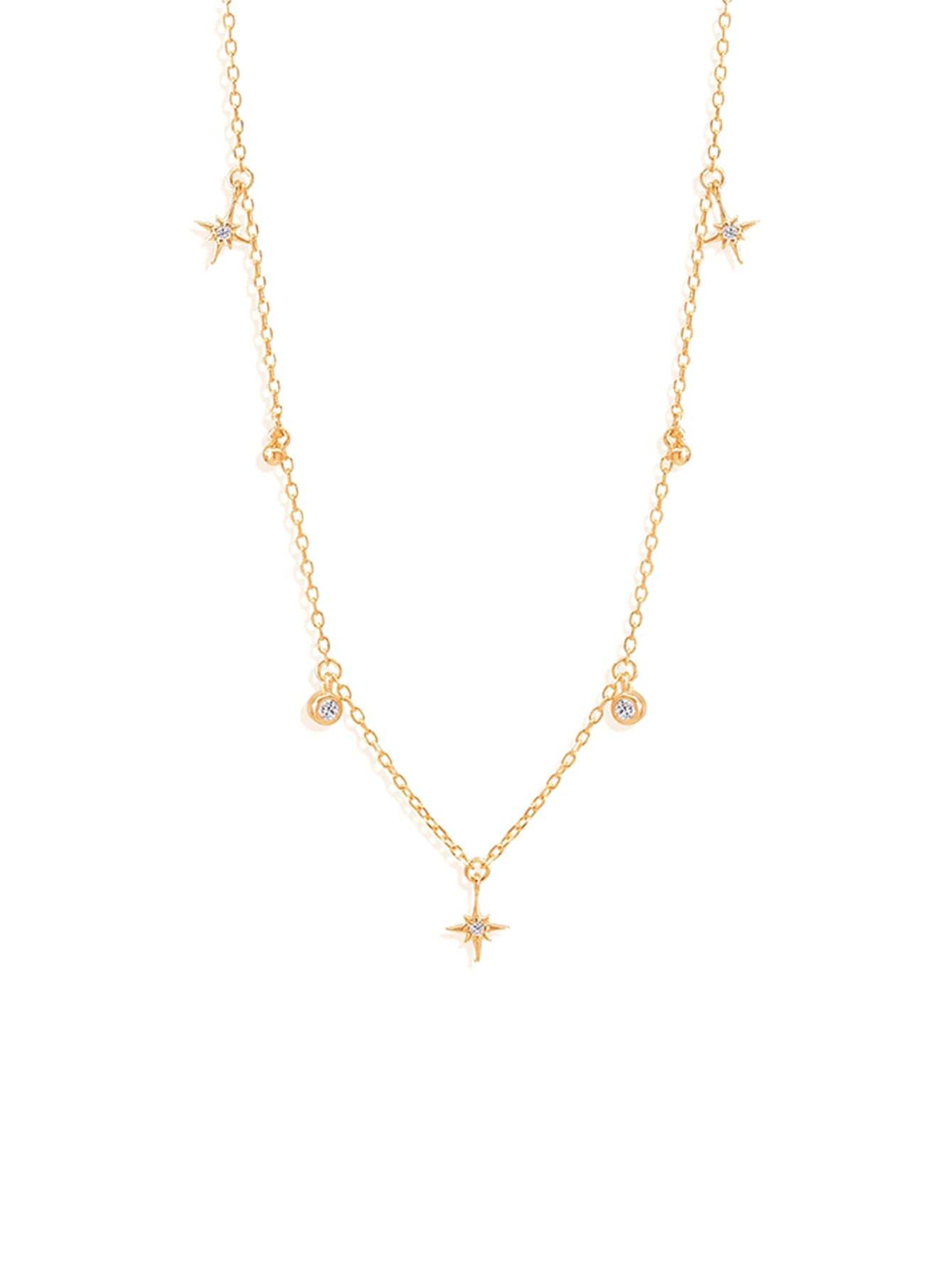 Olara S925 Geometric Zircon Stationed Pendant Choker Necklace-Olarajewelry