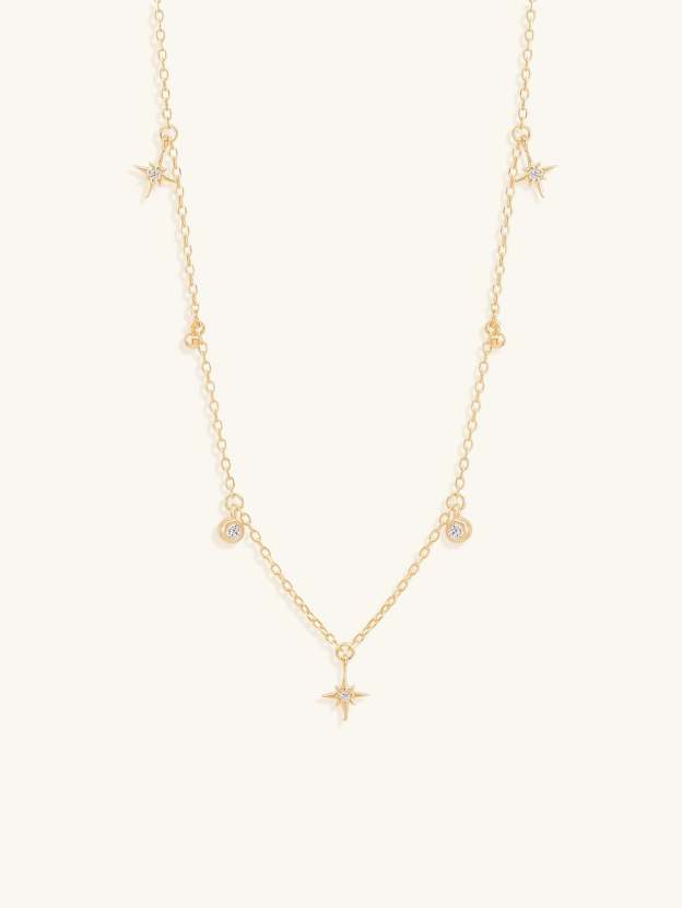 Olara S925 Geometric Zircon Stationed Pendant Choker Necklace-Olarajewelry