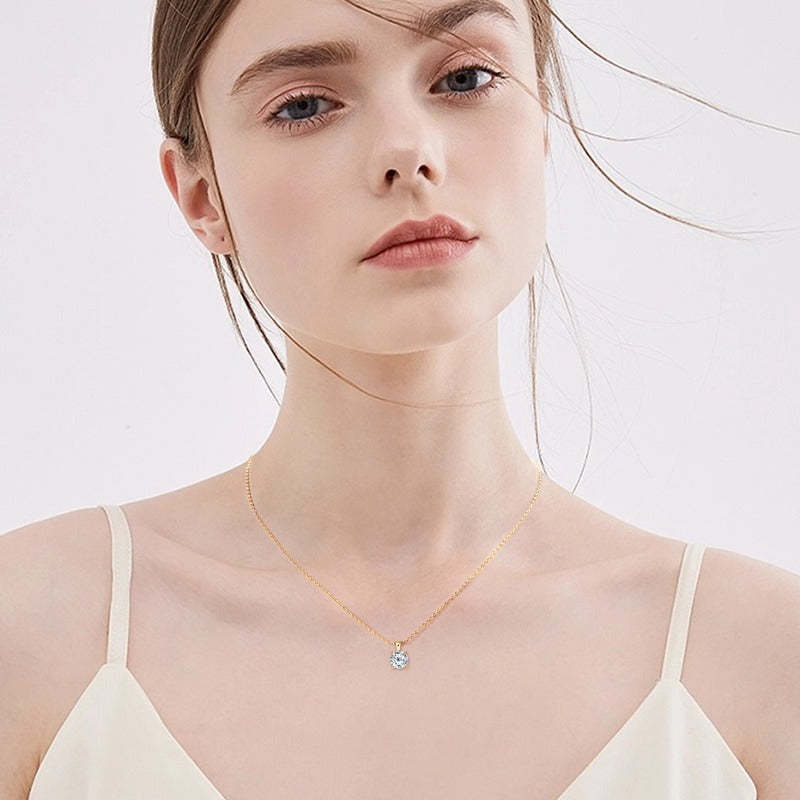 Luxury Solitaire Moissanite Necklace (FREE Earrings included)-Olarajewelry