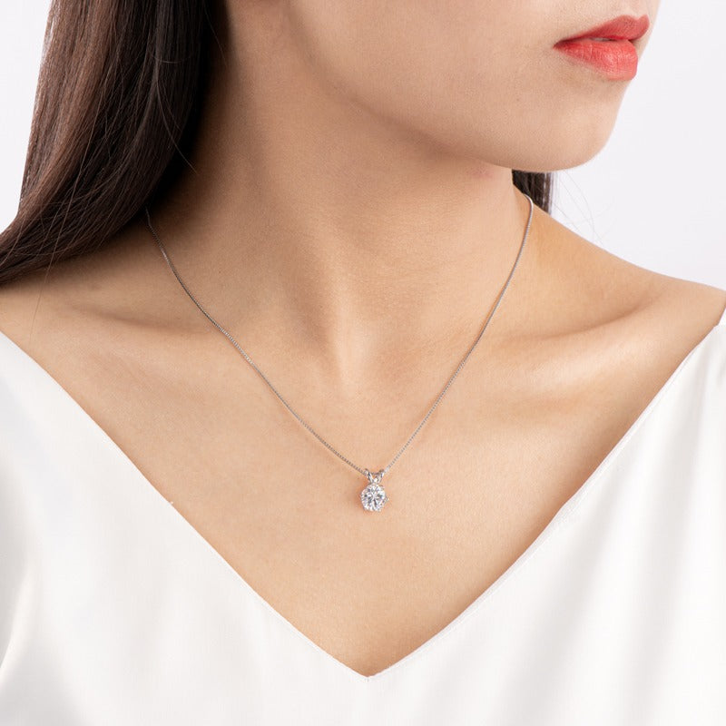 Luxury Solitaire Moissanite Necklace (FREE Earrings included)-Olarajewelry