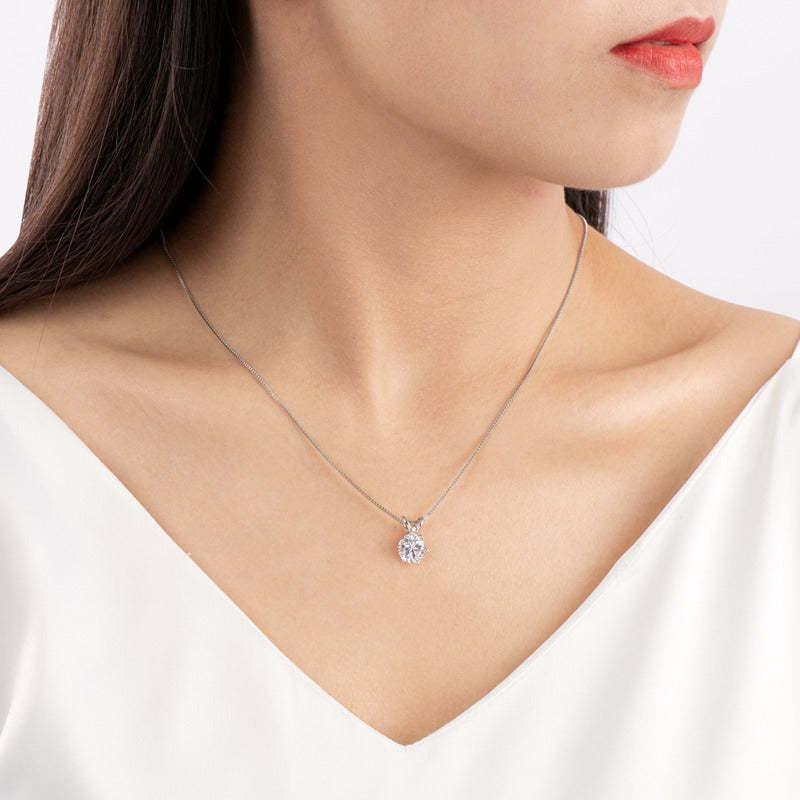 Luxury Solitaire Moissanite Necklace (FREE Earrings included)-Olarajewelry