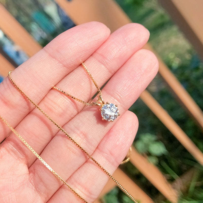 Luxury Solitaire Moissanite Necklace (FREE Earrings included)-Olarajewelry