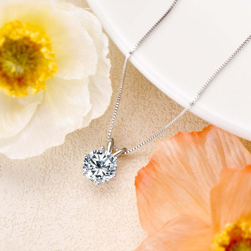 Luxury Solitaire Moissanite Necklace (FREE Earrings included)-Olarajewelry