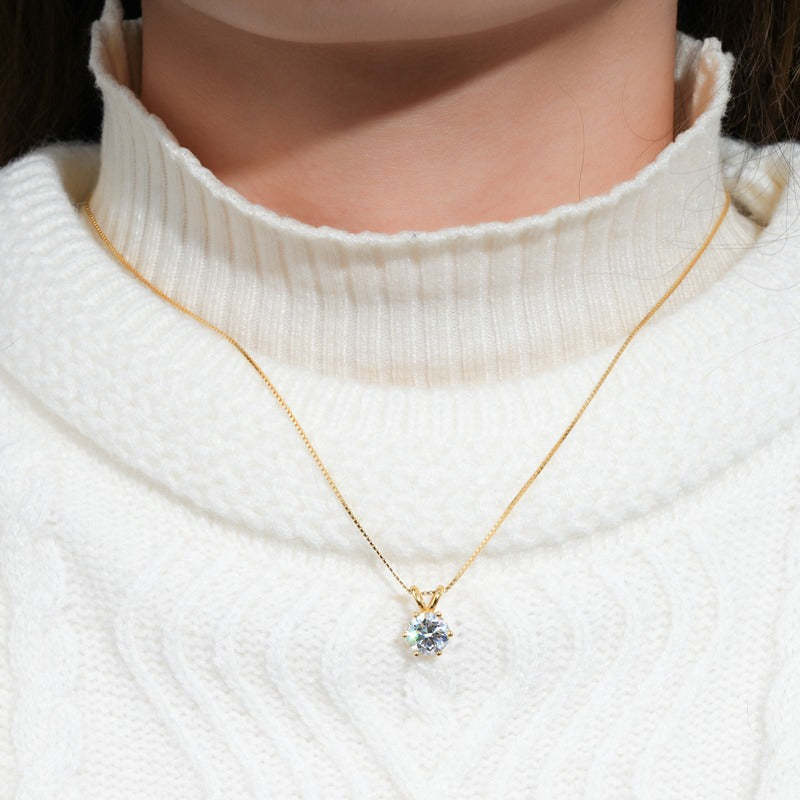 Luxury Solitaire Moissanite Necklace (FREE Earrings included)-Olarajewelry