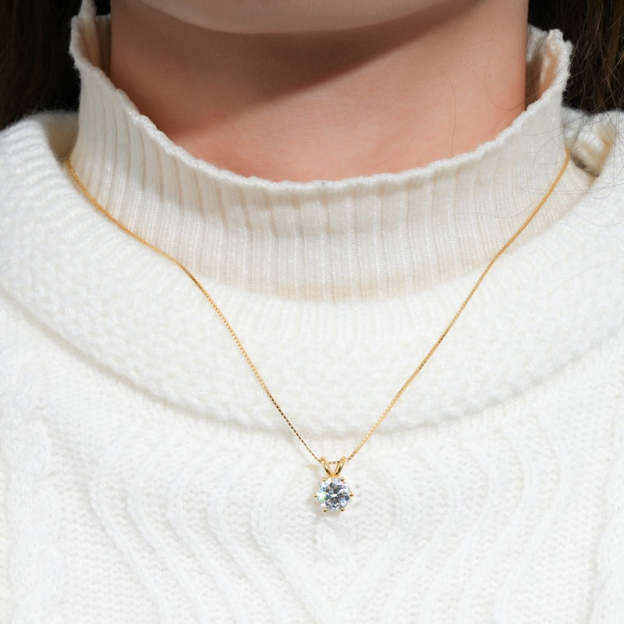 Luxury Solitaire Moissanite Necklace (FREE Earrings included)-Olarajewelry