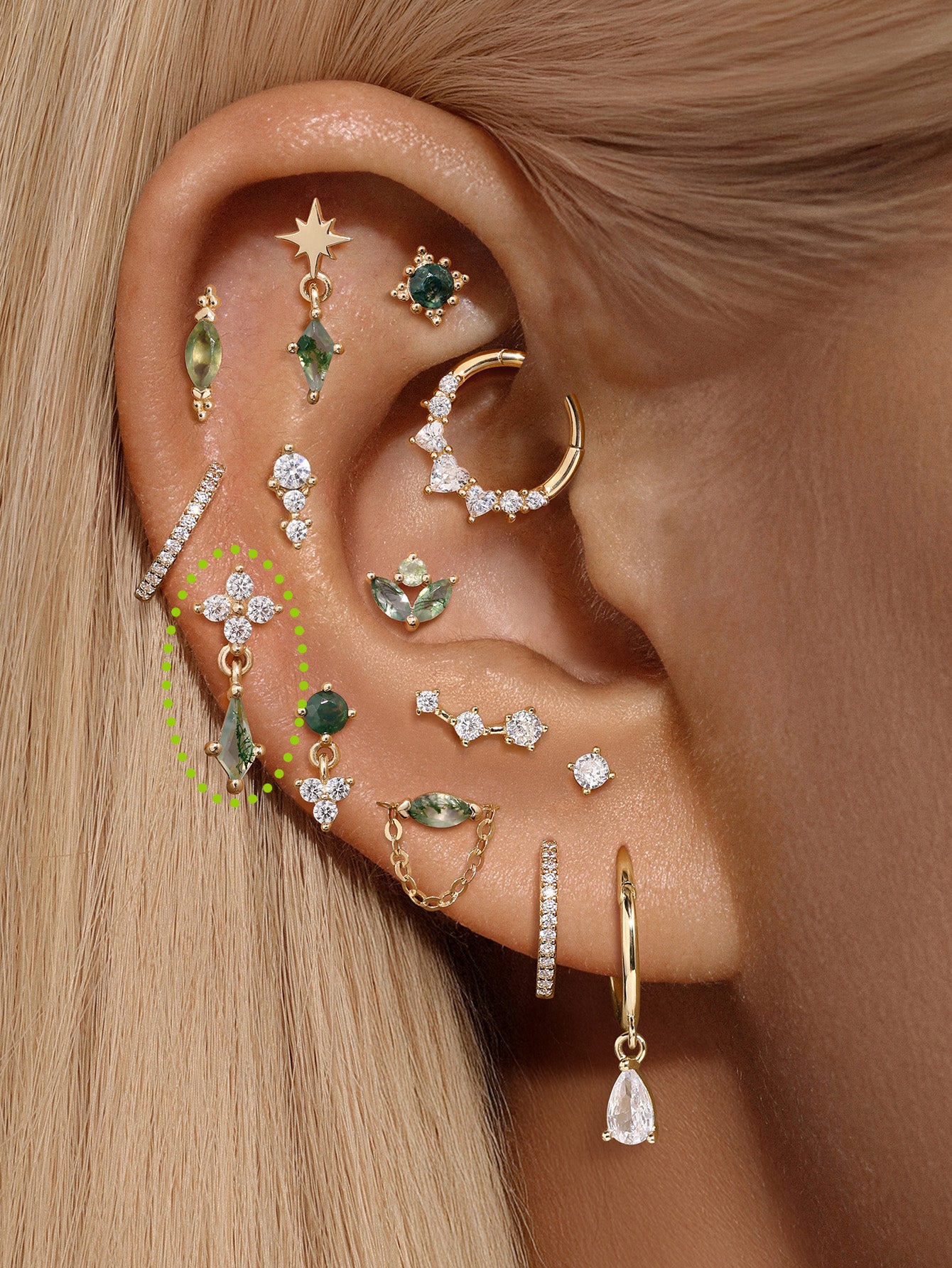 [Pre-Sale] S925 Moss Agate Flower Flatback Stud