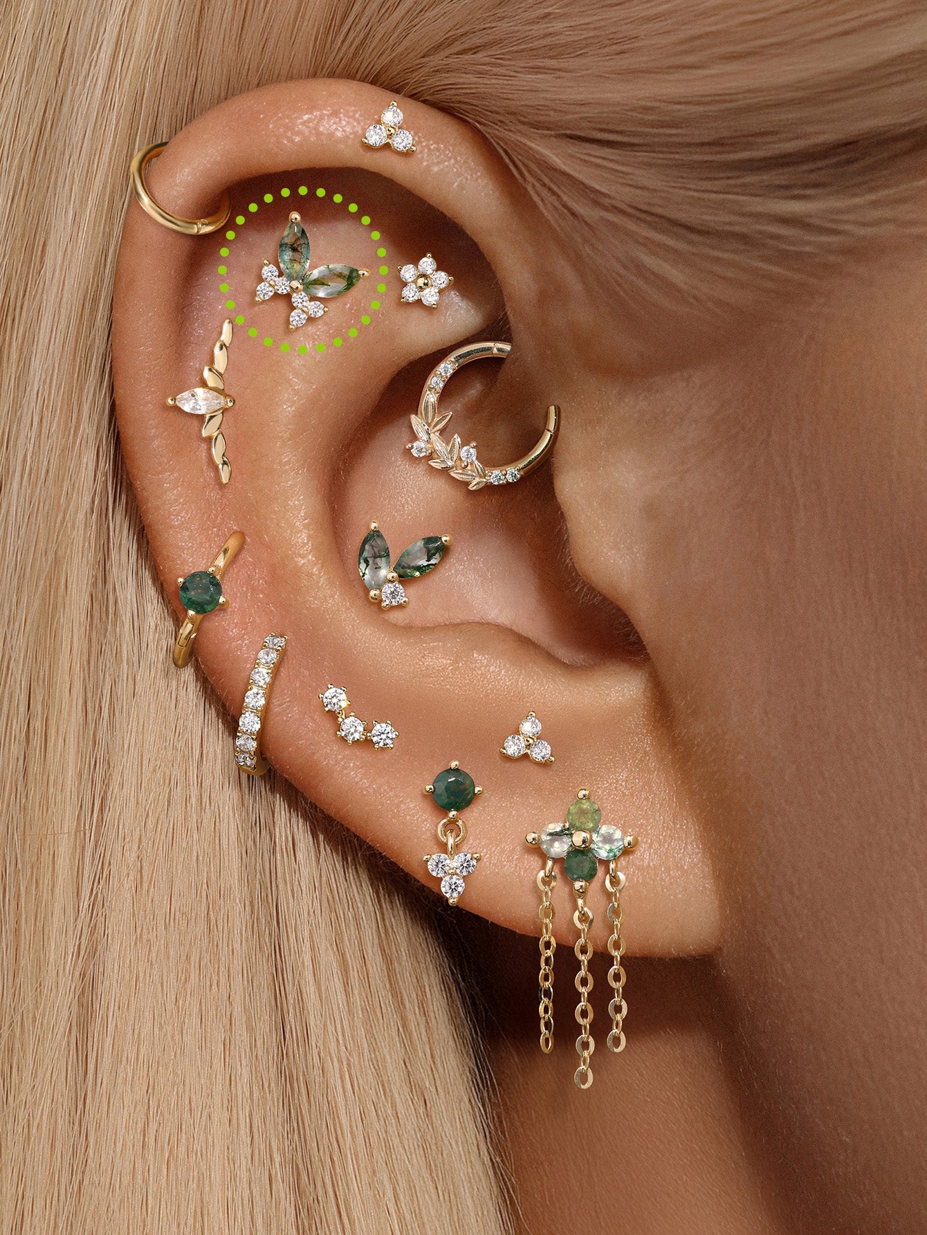 [Pre-Sale] S925 Moss Agate Butterfly Flatback Stud