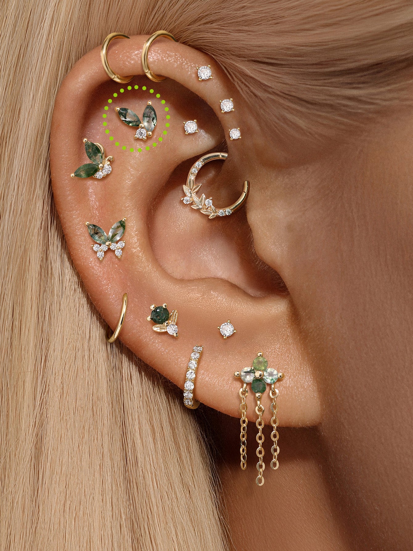[Pre-Sale] S925 Moss Agate Horse Eye Flatback Stud