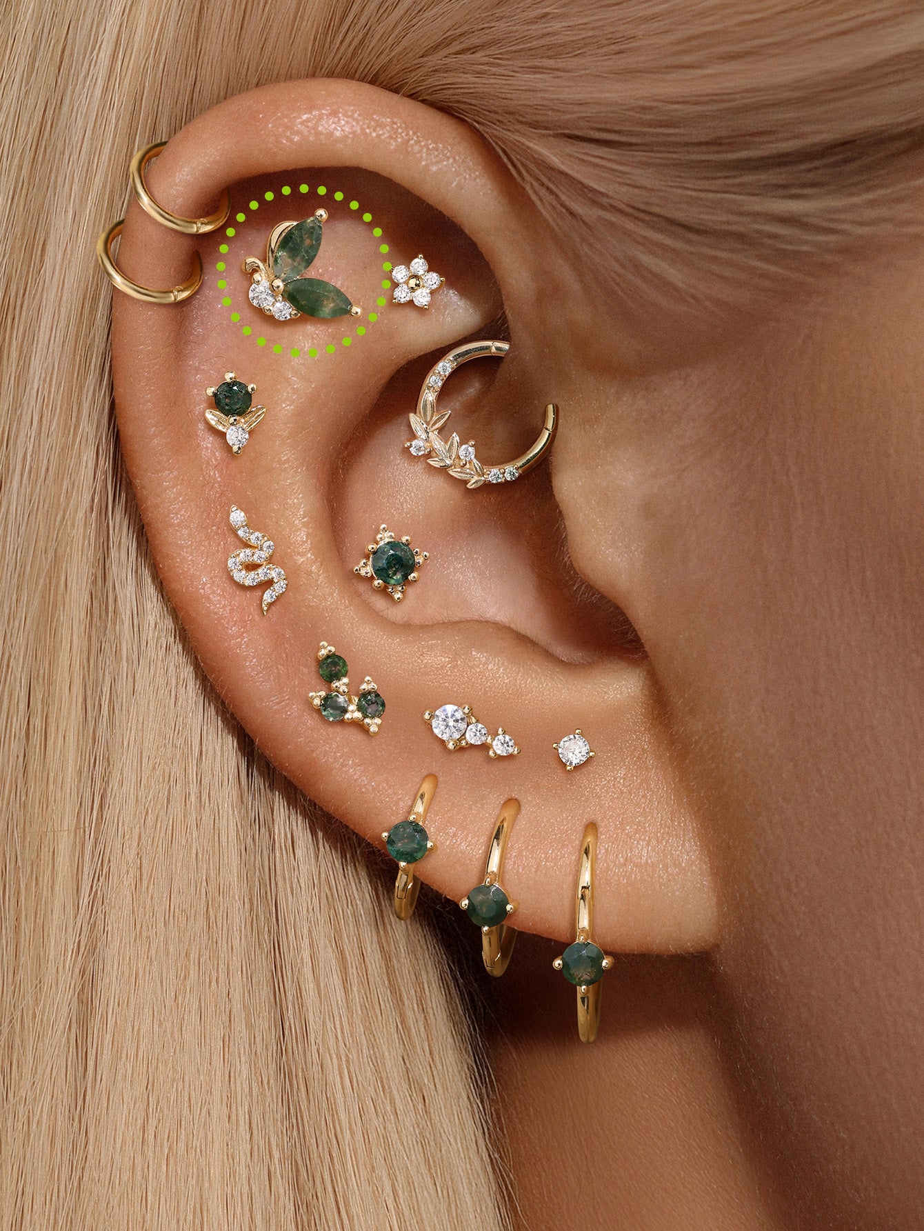 [Pre-Sale] S925 Butterfly Moss Agate Flatback Stud