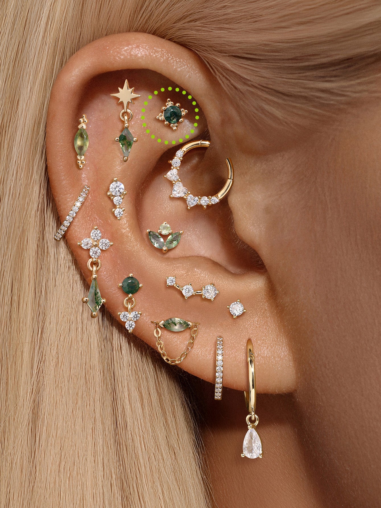 [Pre-Sale] S925 Moss Agate Classic Flatback Stud