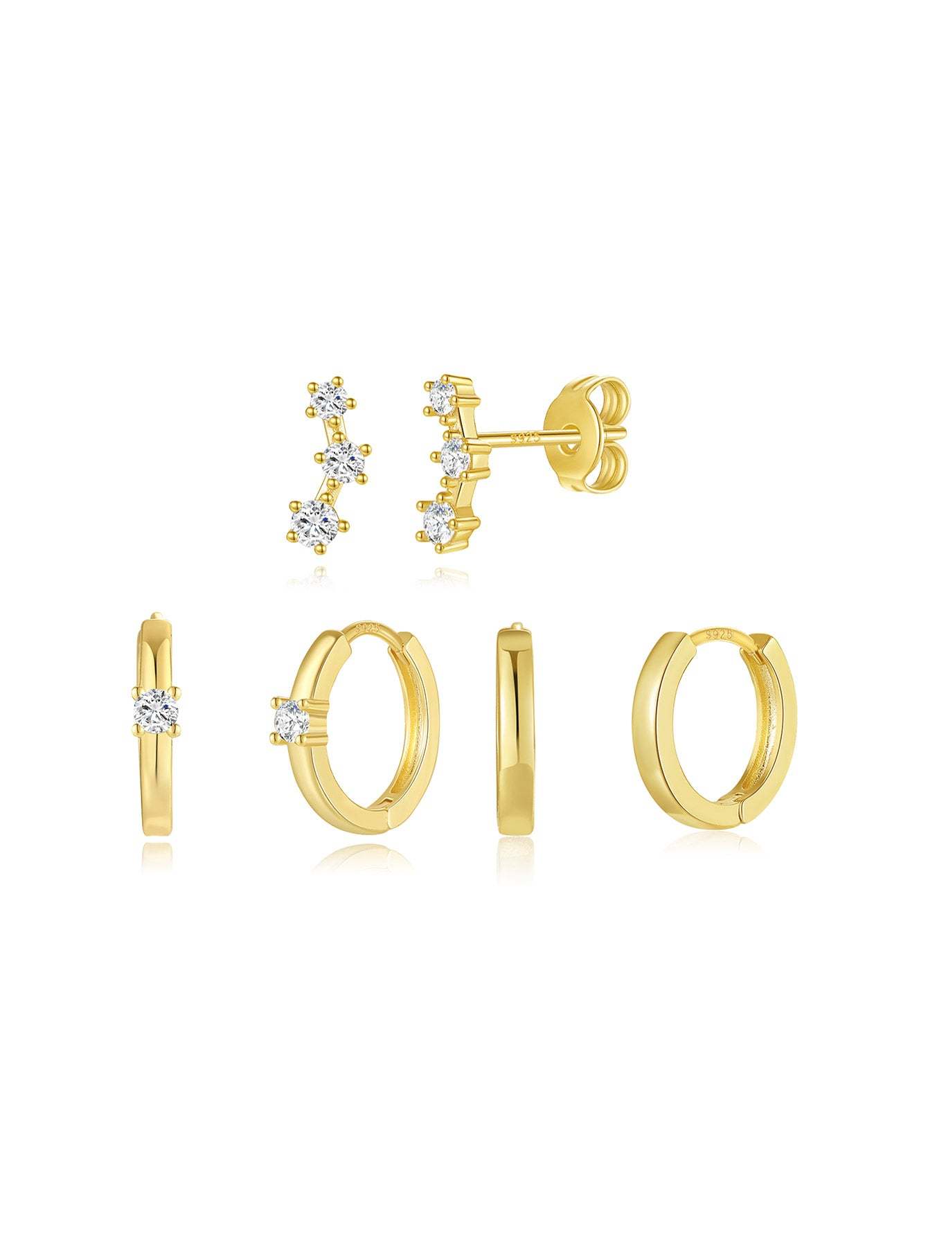 S925 Simple Elegant Zircon Earring Set-Olarajewelry