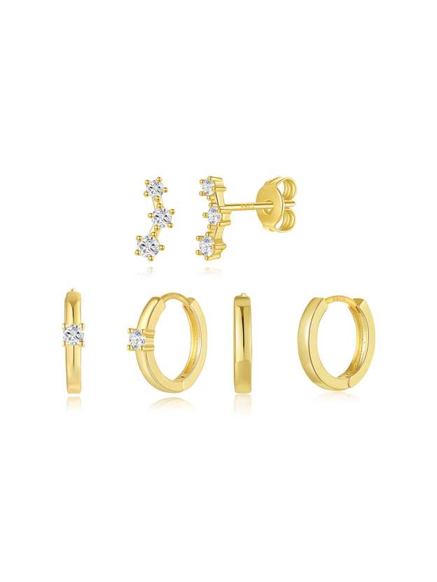 S925 Simple Elegant Zircon Earring Set-Olarajewelry