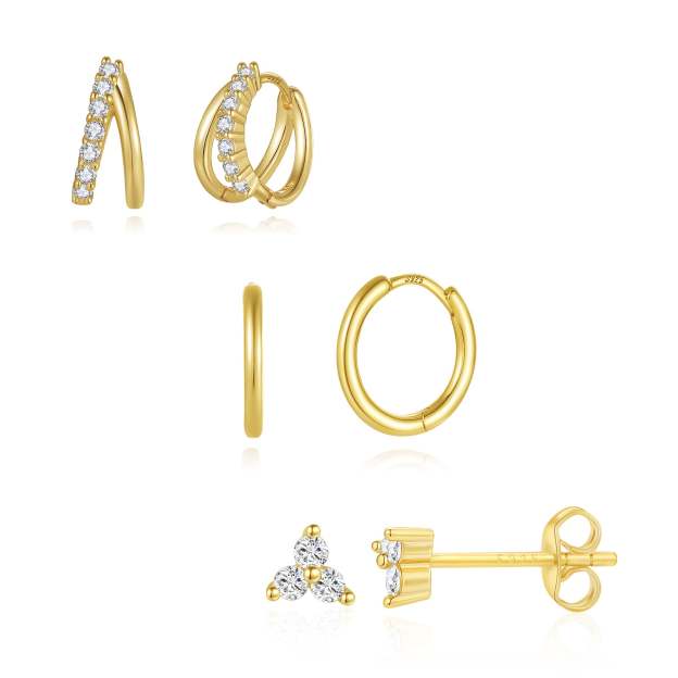 New Fashion Zirconia 3 Piece Earring Set-Olarajewelry