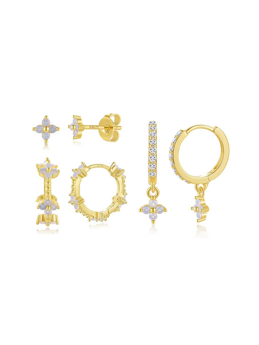Fashion Opal Flower 3-Piece Earring Set-Olarajewelry