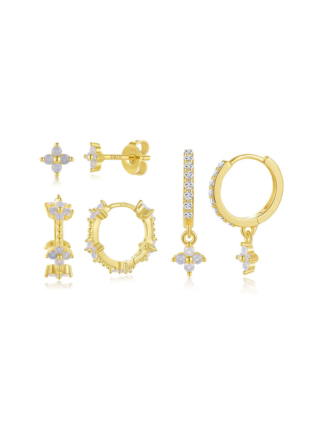 Fashion Opal Flower 3-Piece Earring Set-Olarajewelry